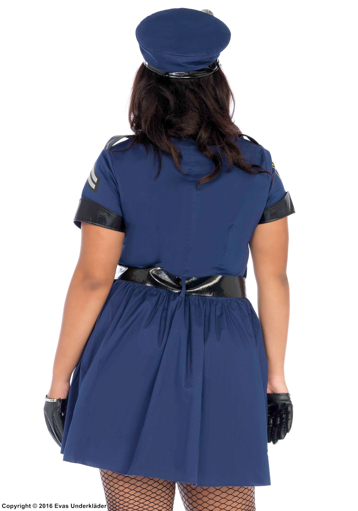 Female police officer, costume dress, front zipper, XL to 4XL
